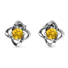 Infinity November Birthstone Peridot Earrings 18k White Gold Plated Silver Birthstone Earrings with Swarovski Crystals