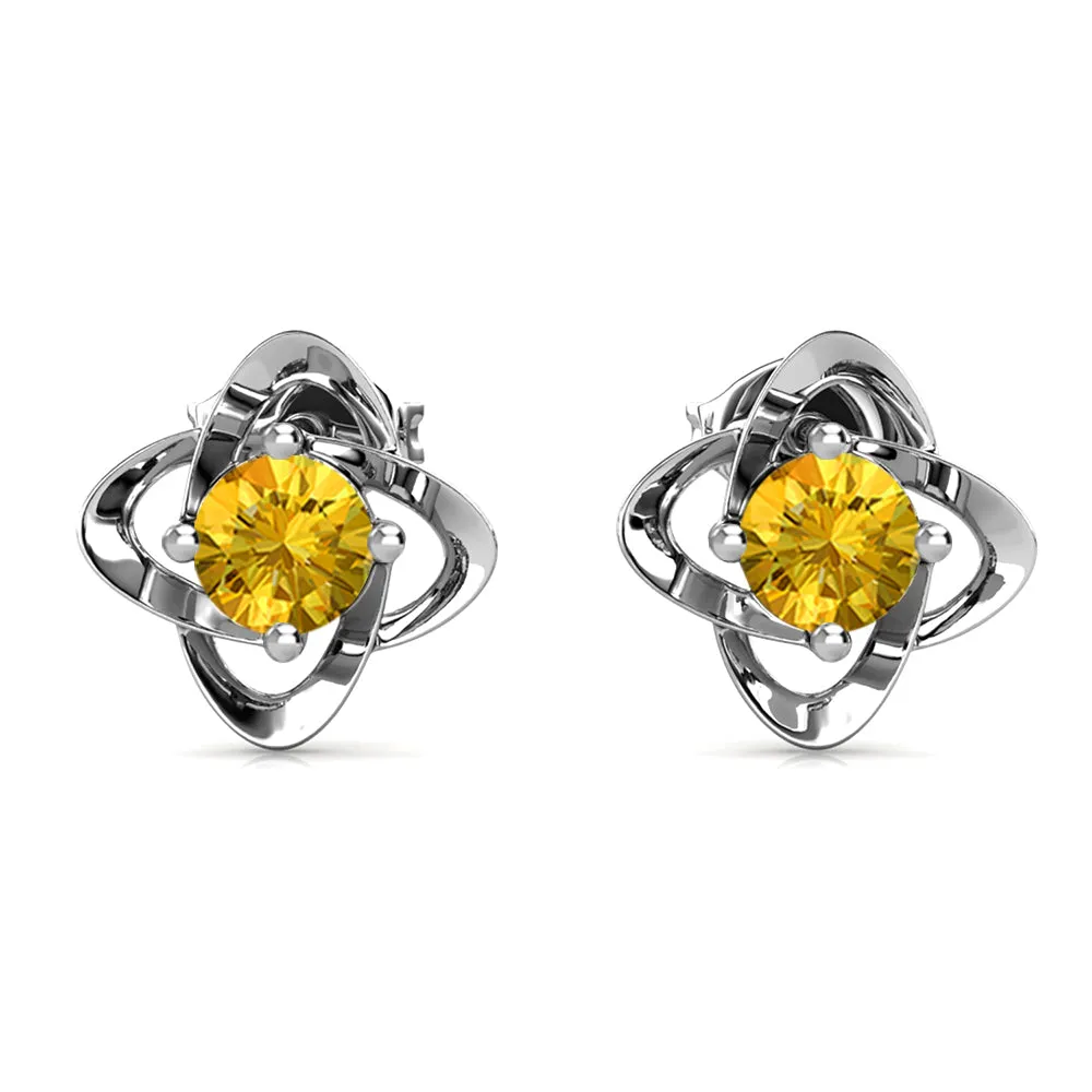 Infinity November Birthstone Peridot Earrings 18k White Gold Plated Silver Birthstone Earrings with Swarovski Crystals