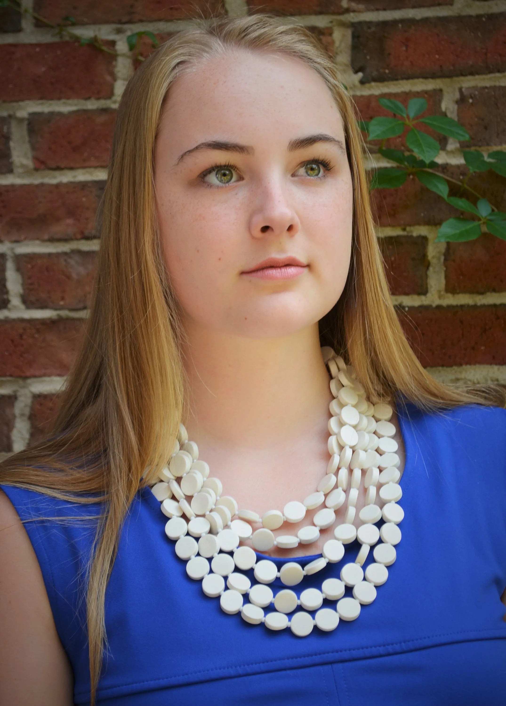 Jade Green Wood Chunky Multi Strand Statement Necklace - Charlotte