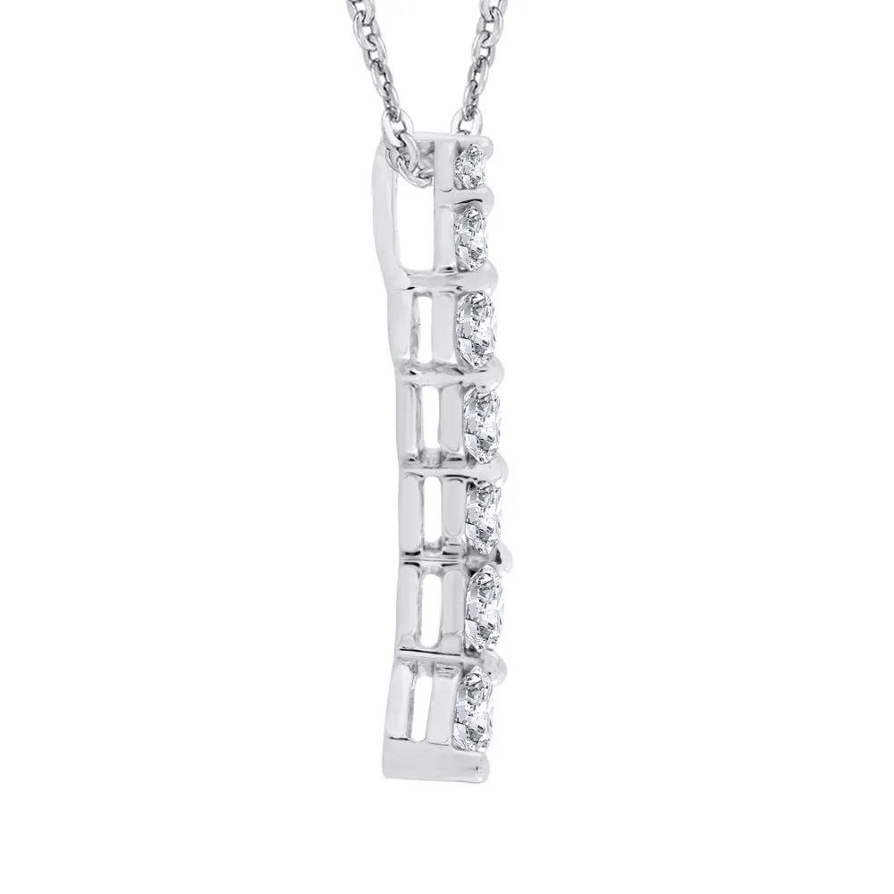 KATARINA 1 cttw Lab Grown Graduated Diamond Journey Pendant Necklace in 14K Gold