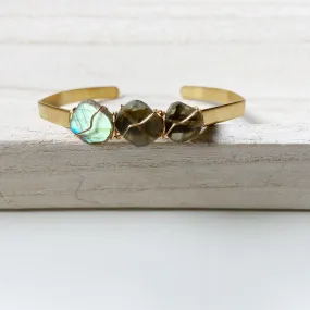 Labradorite Adjustable Brass Cuff Bracelet
