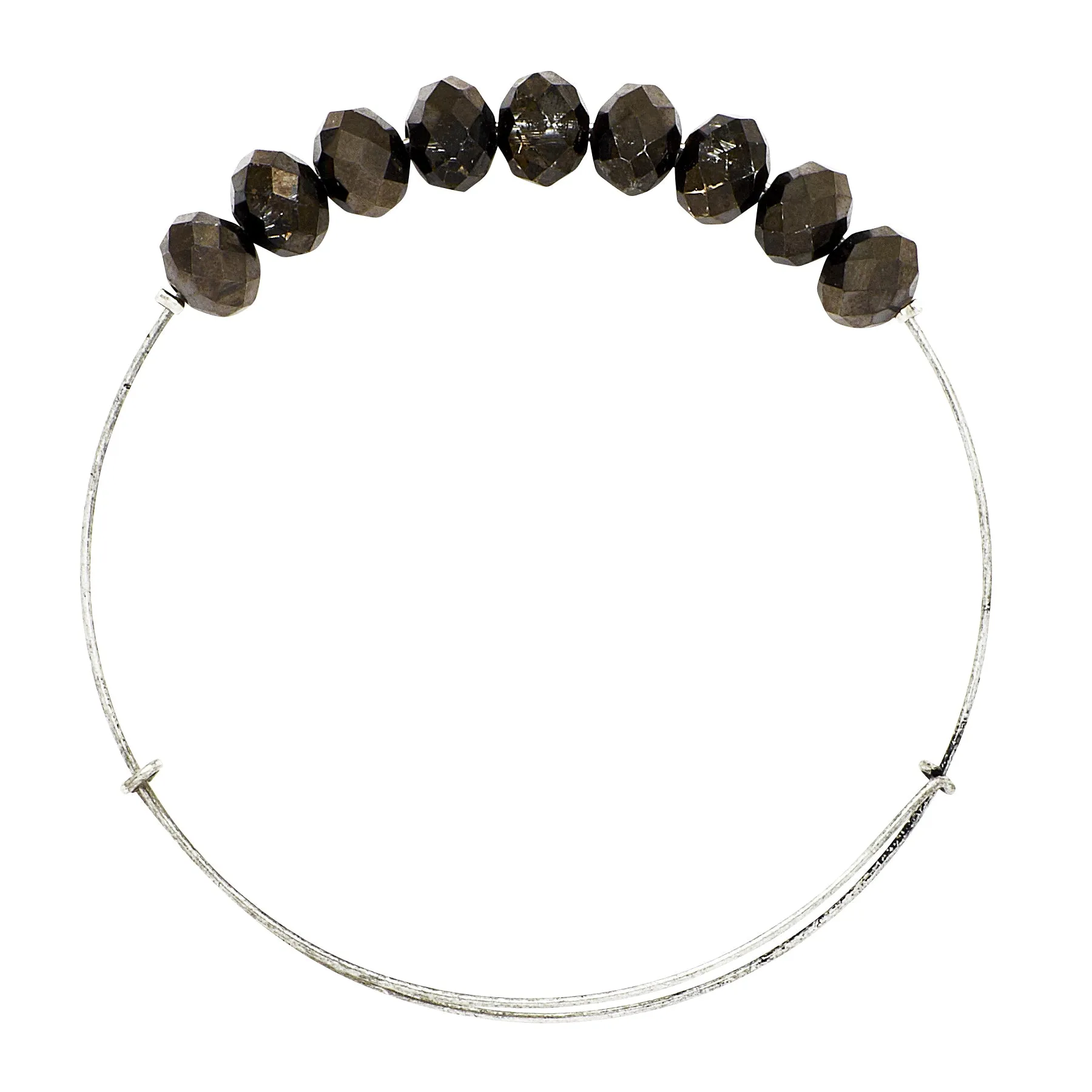 *Large Jet Crystal Wire Bangle