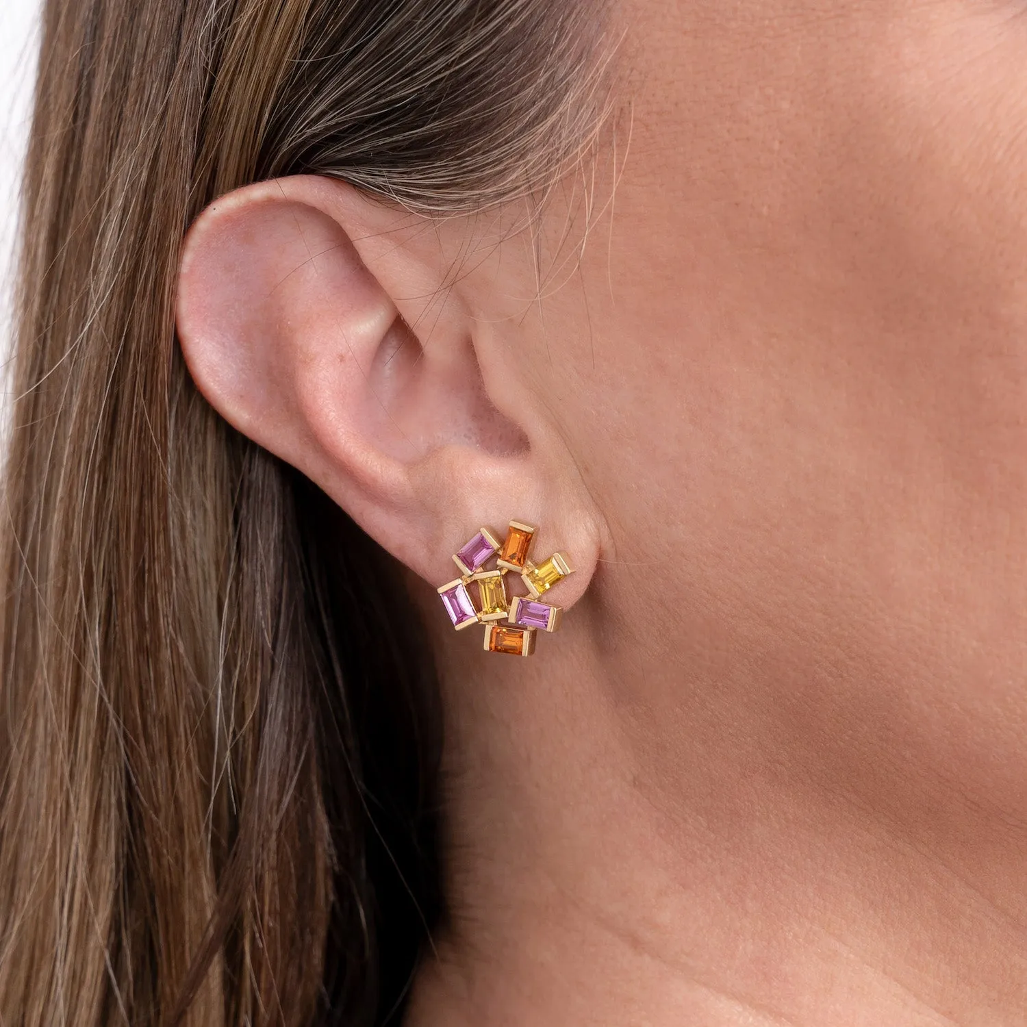 Large Jubilation Studs: Rainbow Gemstones