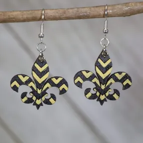 Louisiana Fleur-de-lis Black and Gold Earrings by Cate's Concepts, LLC