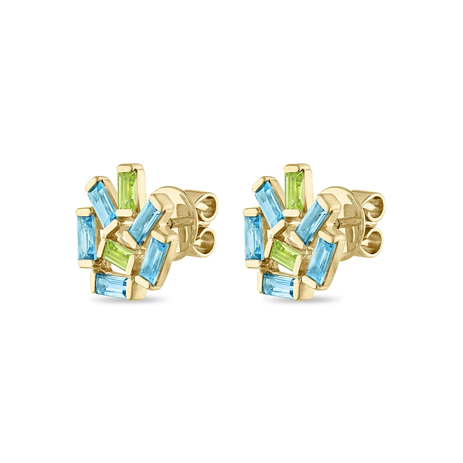 Medium Jubilation Studs: Blue Topaz and Peridot