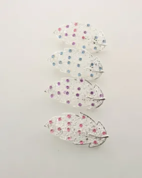 Mini Barrette, Leaf Design with stones