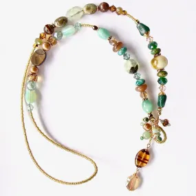 Mixed Greens: Green Stone Lariat Necklace