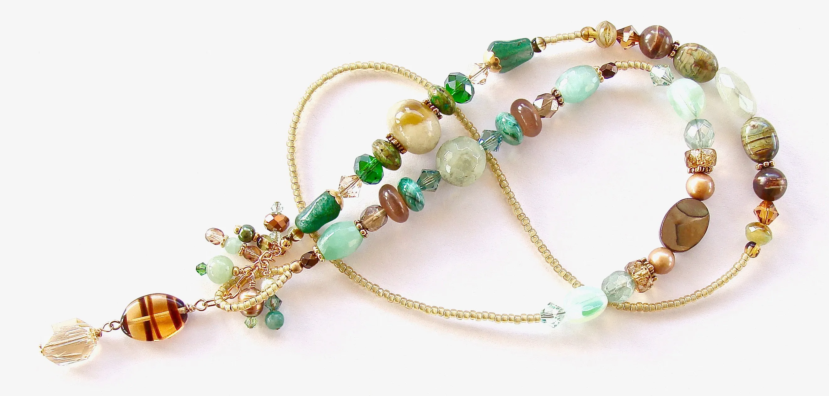 Mixed Greens: Green Stone Lariat Necklace