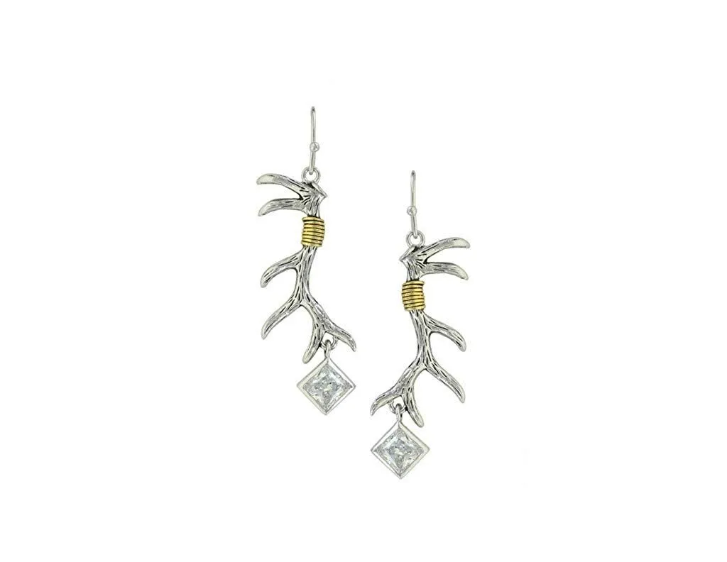 Montana Silversmiths Earrings Womens Antler Silver Gold SLKTER3294