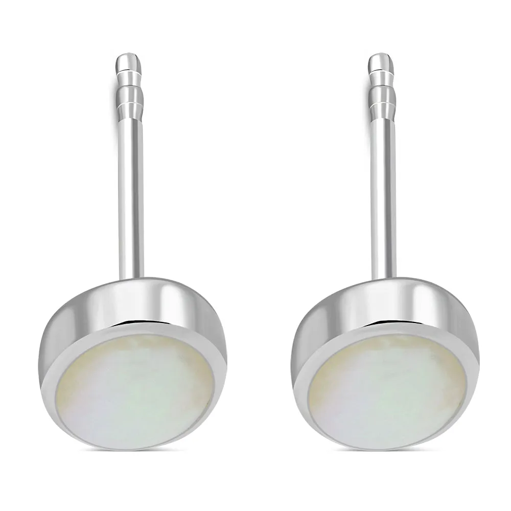 Mother of Pearl Oval Stud Silver Earrings