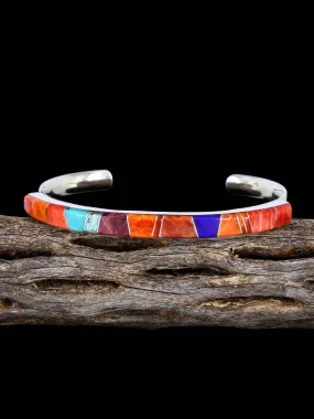 Native American Sterling Silver Multistone Inlay Bracelet