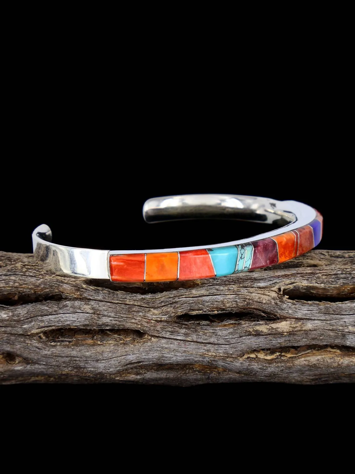 Native American Sterling Silver Multistone Inlay Bracelet