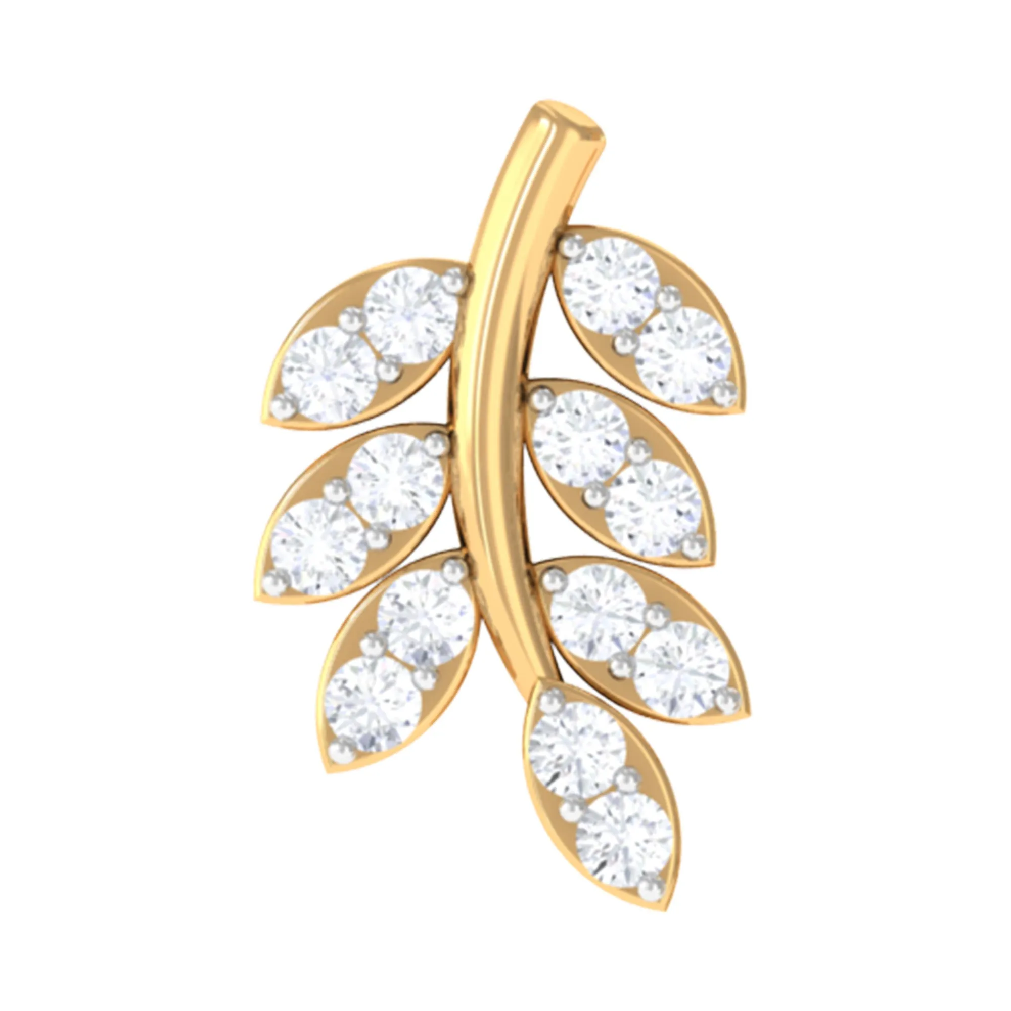 Natural Diamond Olive Leaf Earring for Cartilage Piercing