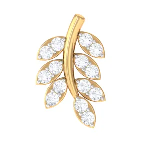 Natural Diamond Olive Leaf Earring for Cartilage Piercing