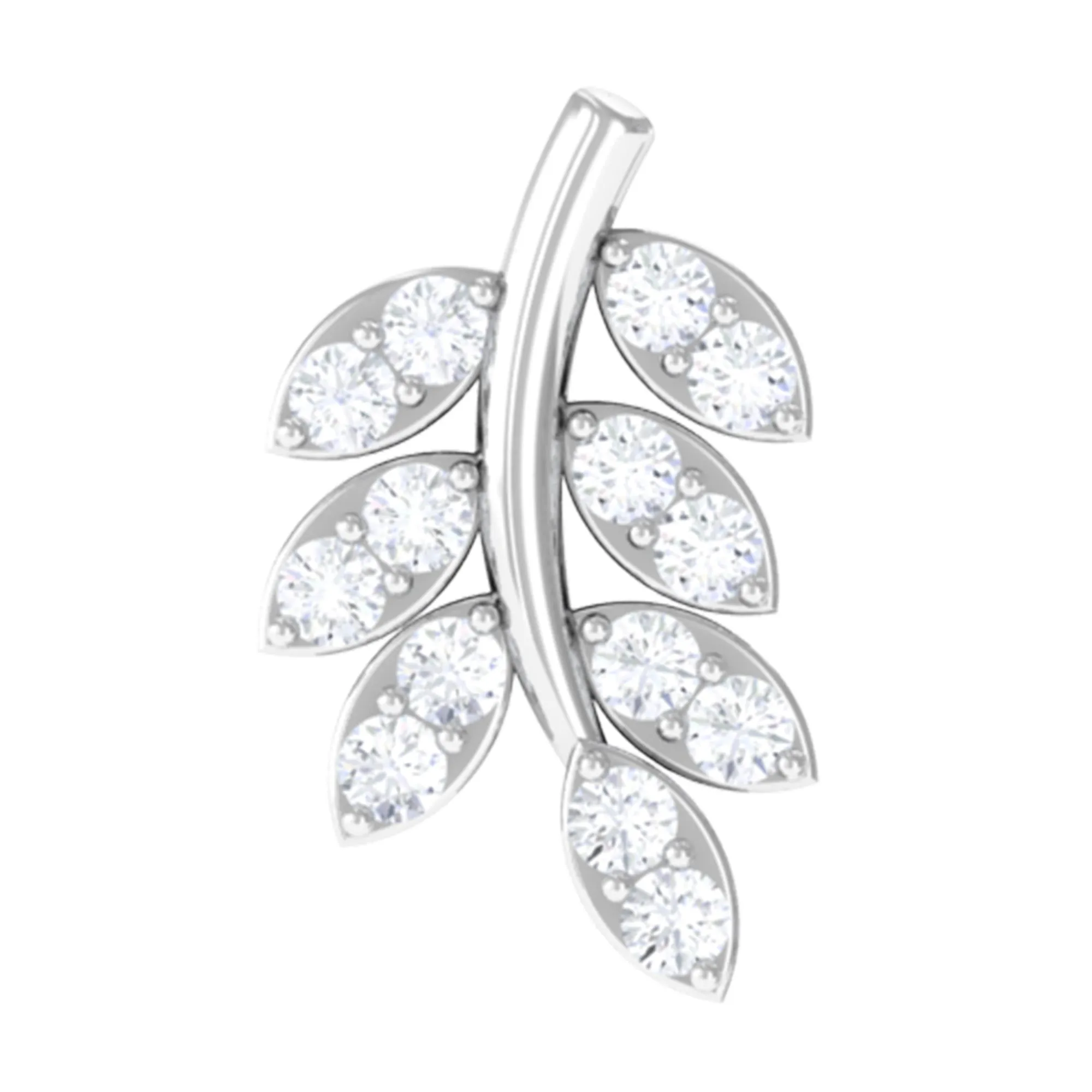 Natural Diamond Olive Leaf Earring for Cartilage Piercing