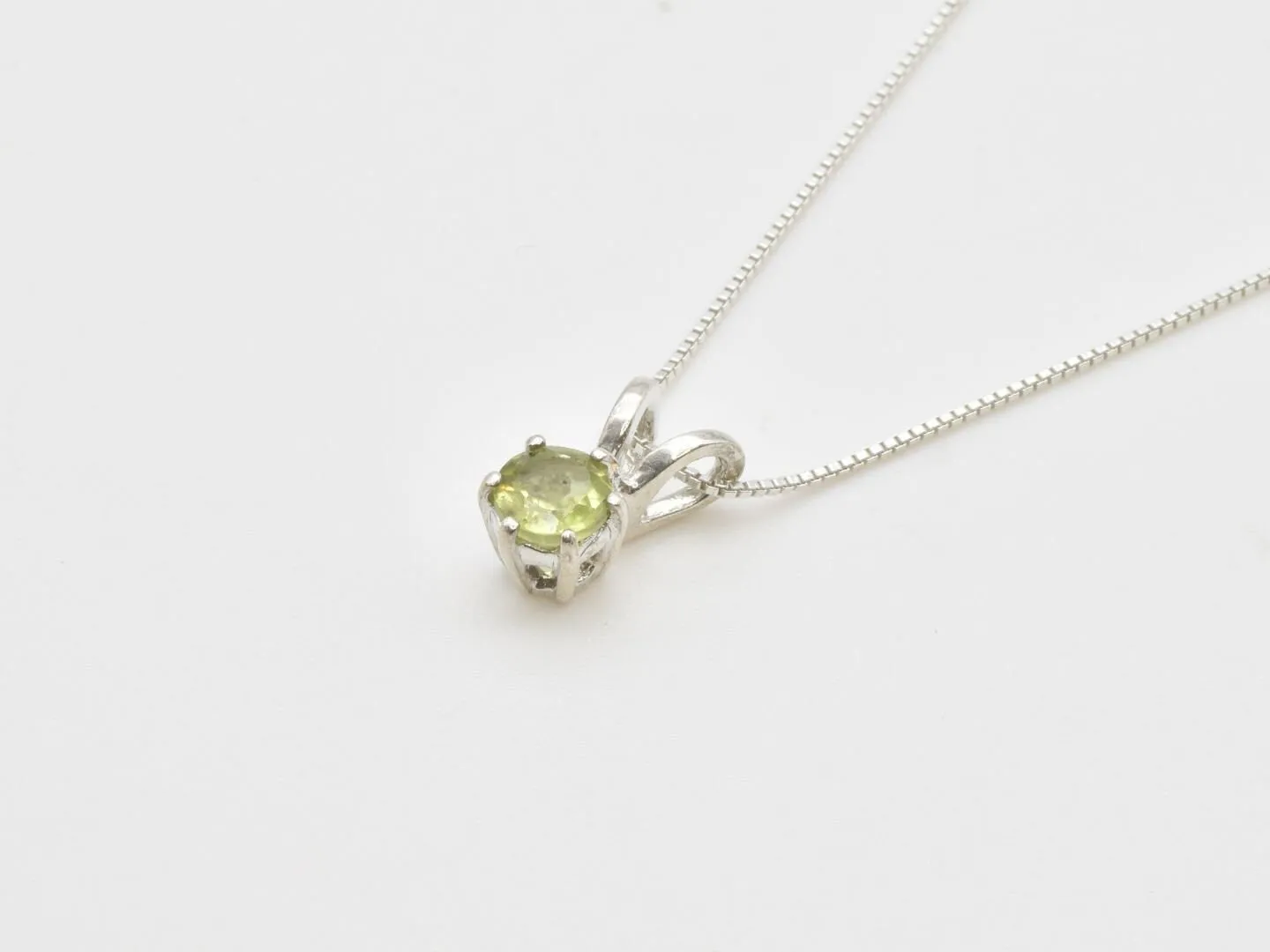 Natural Peridot Pendant - Dainty Green Necklace, August Birthstone Necklace