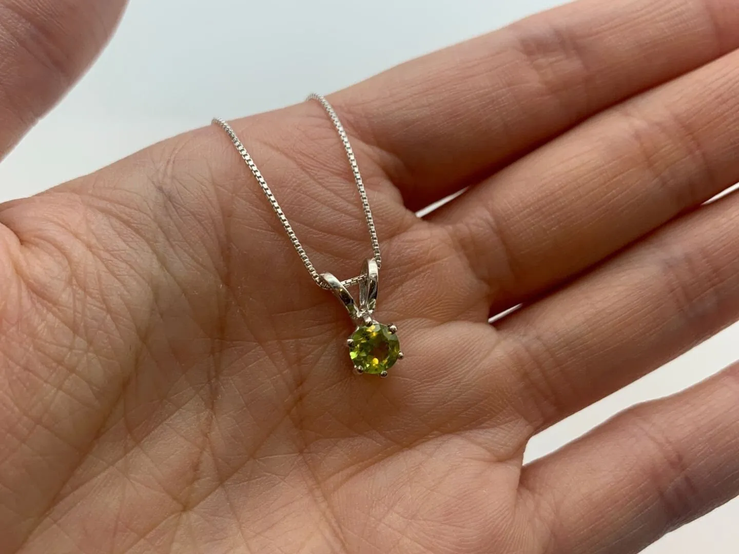 Natural Peridot Pendant - Dainty Green Necklace, August Birthstone Necklace