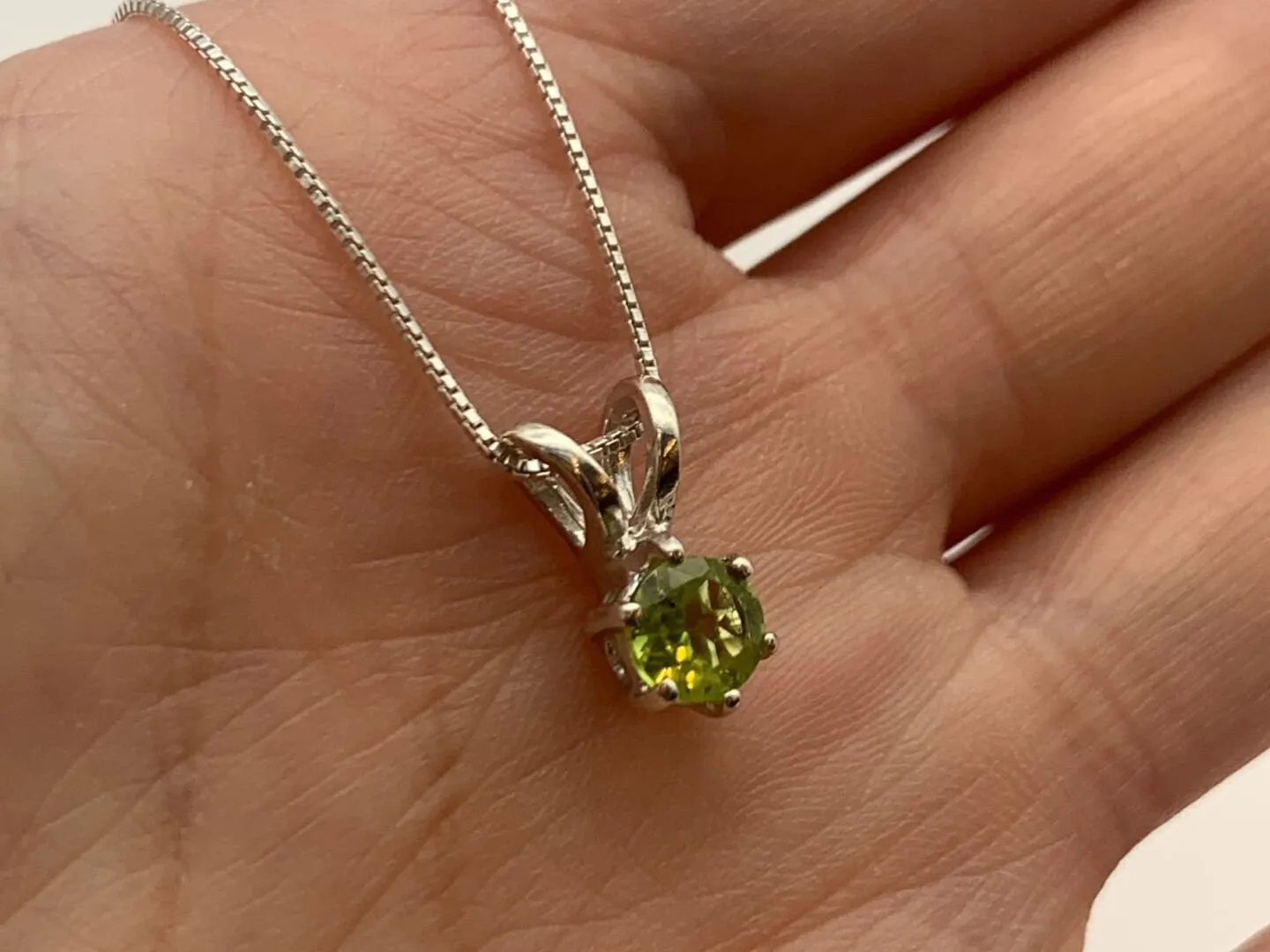 Natural Peridot Pendant - Dainty Green Necklace, August Birthstone Necklace