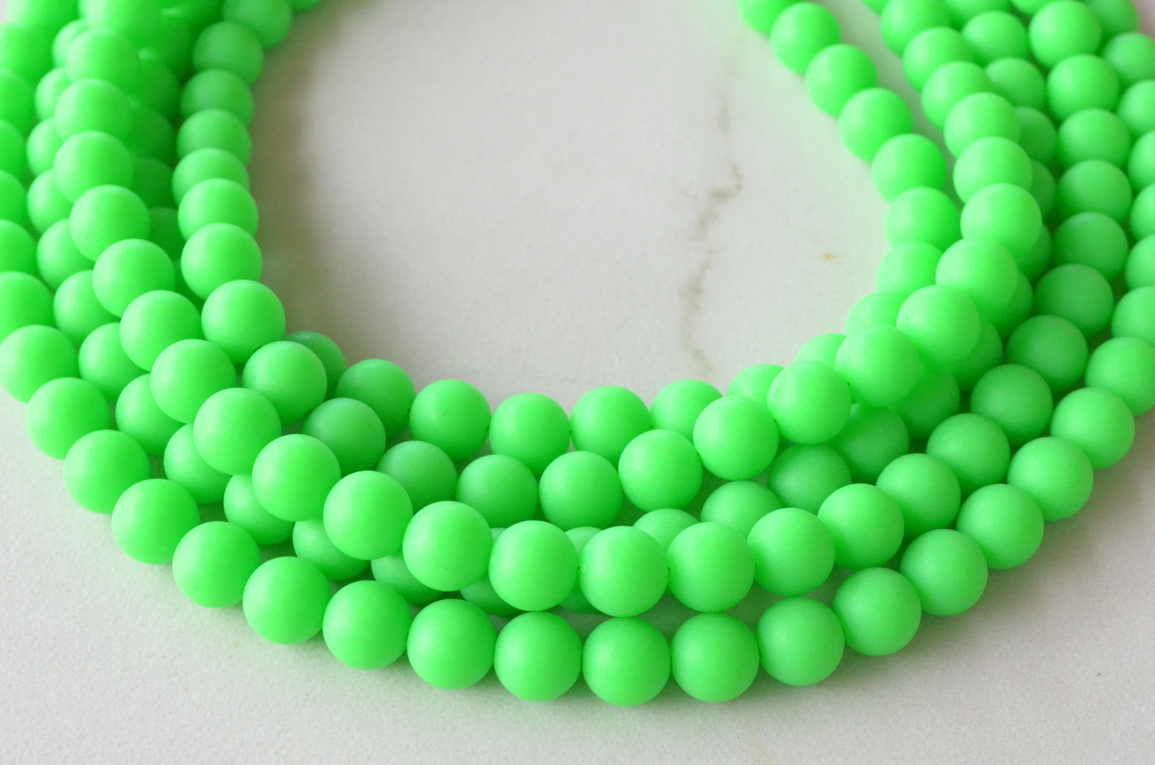 Neon Green Matte Acrylic Bead Chunky Multi Strand Statement Necklace - Alana