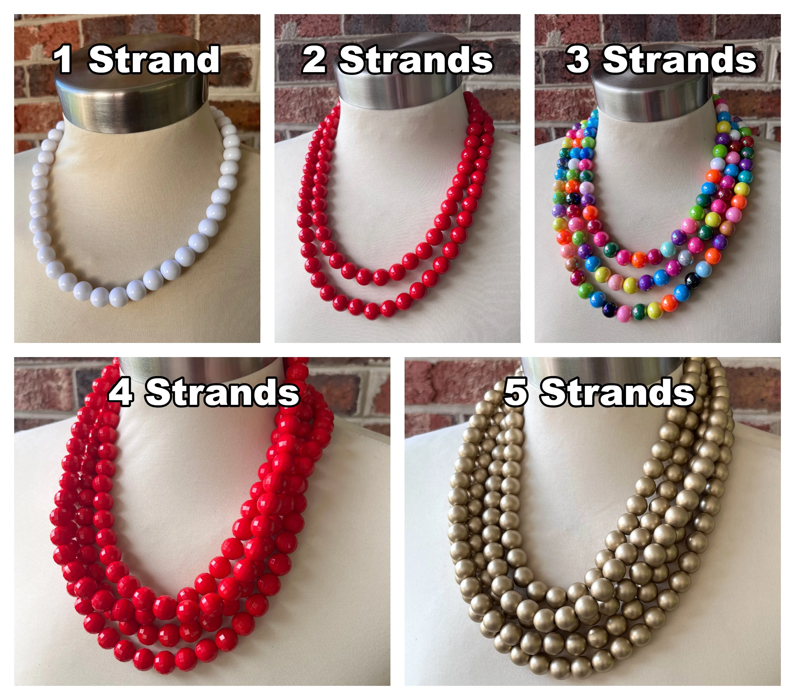 Neon Green Matte Acrylic Bead Chunky Multi Strand Statement Necklace - Alana