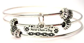 Never Chain A Dog Triple Style Expandable Bangle Bracelet