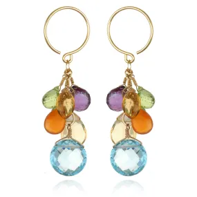 New! Coin Dangle Earrings - Sky Blue Topaz