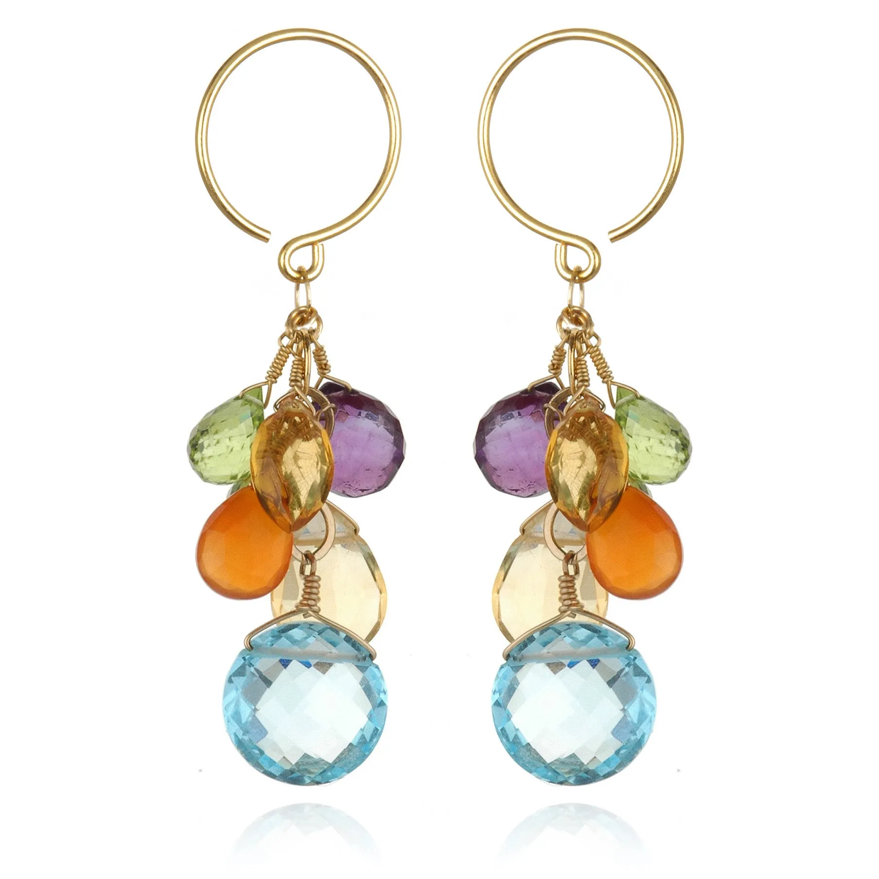 New! Coin Dangle Earrings - Sky Blue Topaz