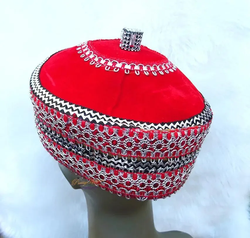 New Elegant African Igbo traditional Wedding Cap For Chief Titled Men