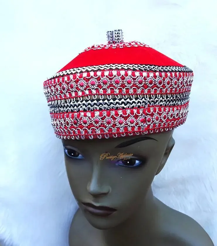 New Elegant African Igbo traditional Wedding Cap For Chief Titled Men