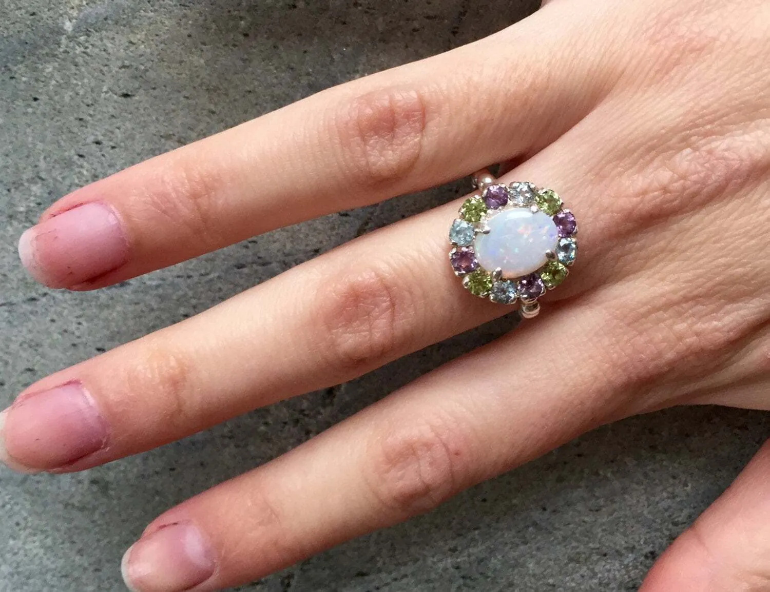 Opal Flower Ring - Victorian Opal Ring - Statement Flower Ring