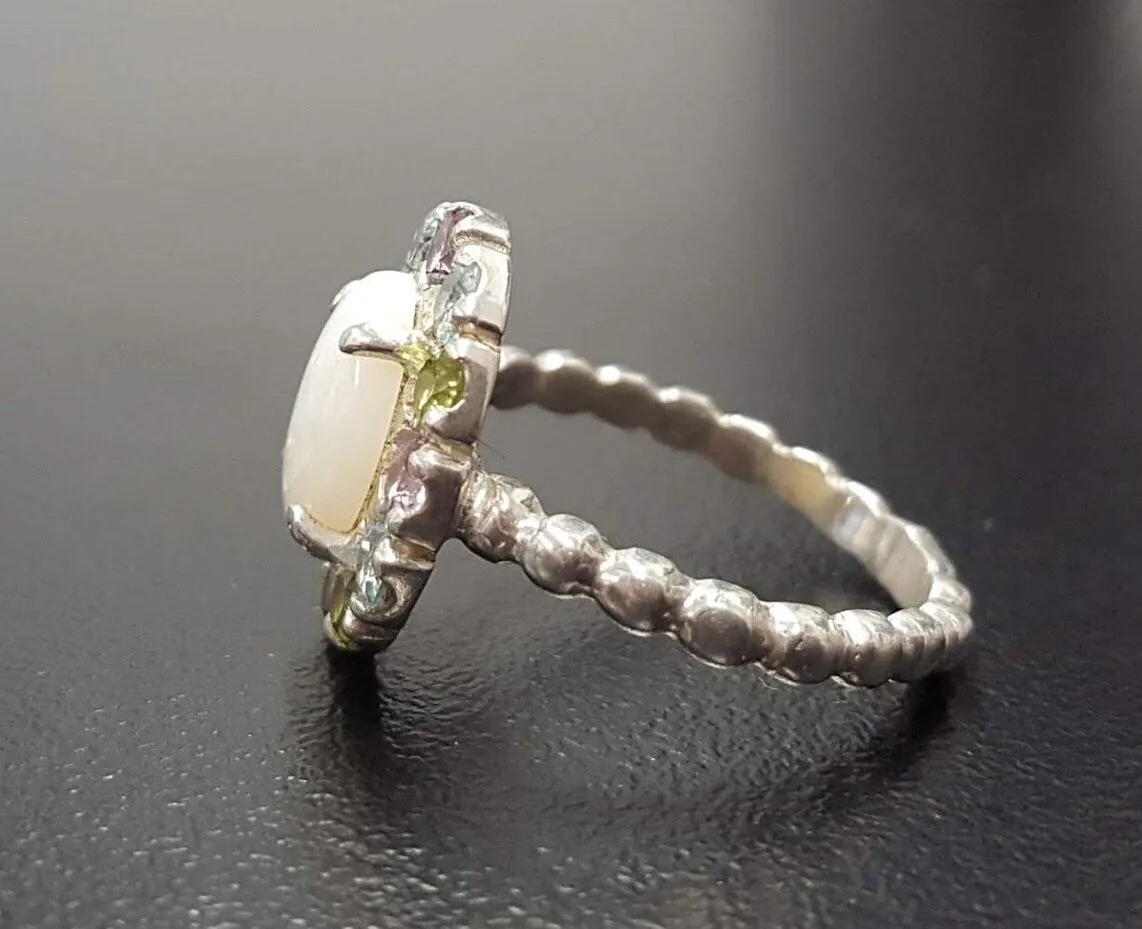 Opal Flower Ring - Victorian Opal Ring - Statement Flower Ring