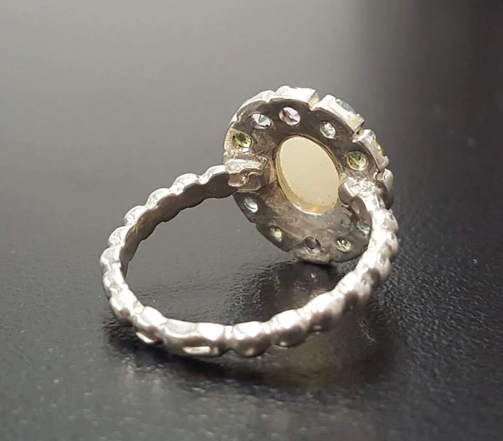 Opal Flower Ring - Victorian Opal Ring - Statement Flower Ring