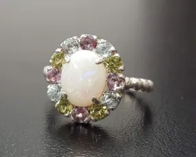 Opal Flower Ring - Victorian Opal Ring - Statement Flower Ring
