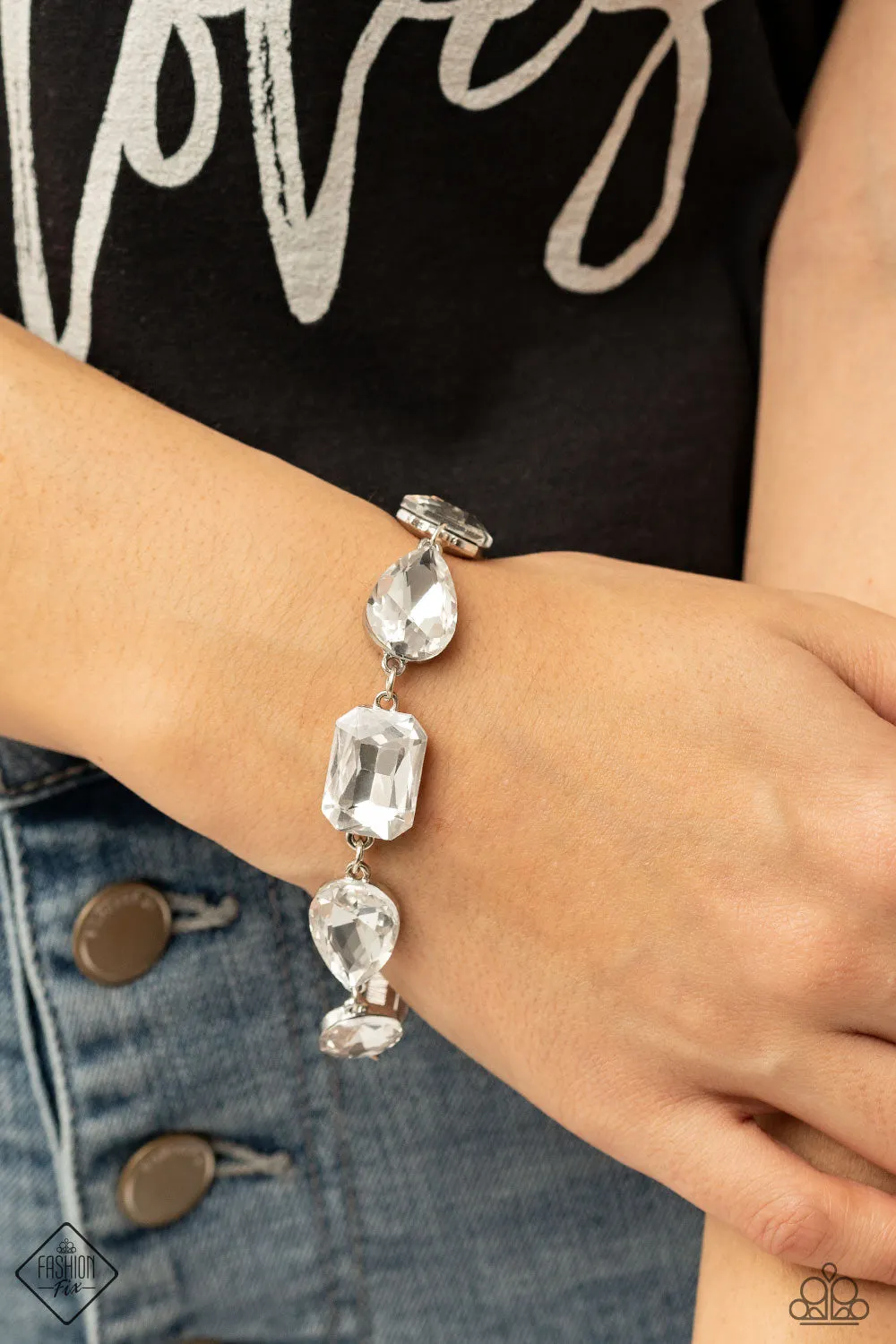 Open Door Jewelry - Cosmic Treasure Chest - White Bracelet - Paparazzi Accessories