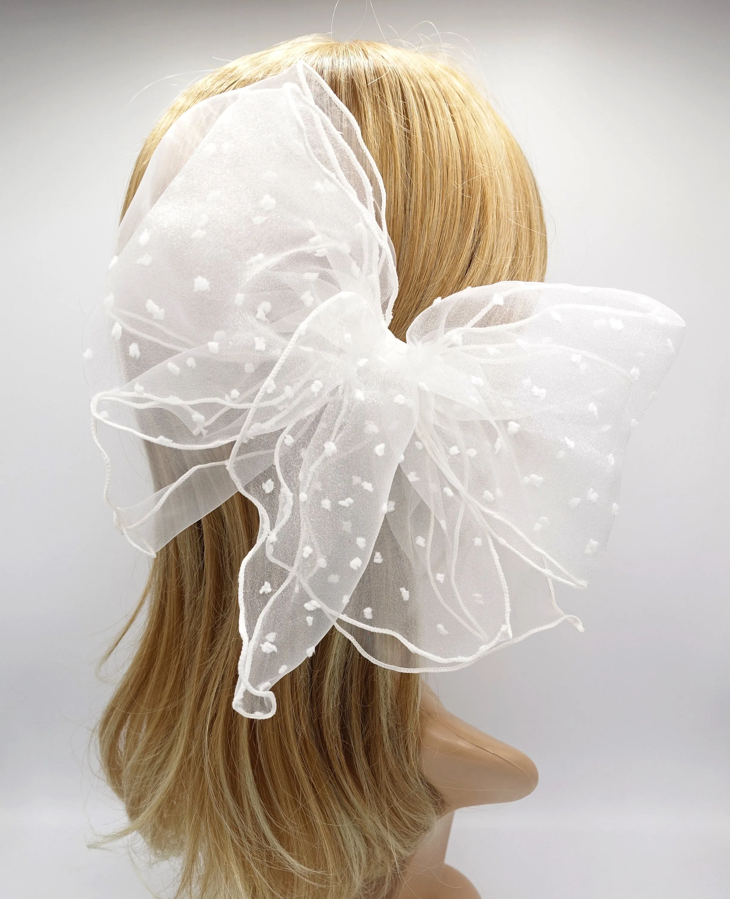 organza hair bow, dot hair bow ,oversized hair bows for girls