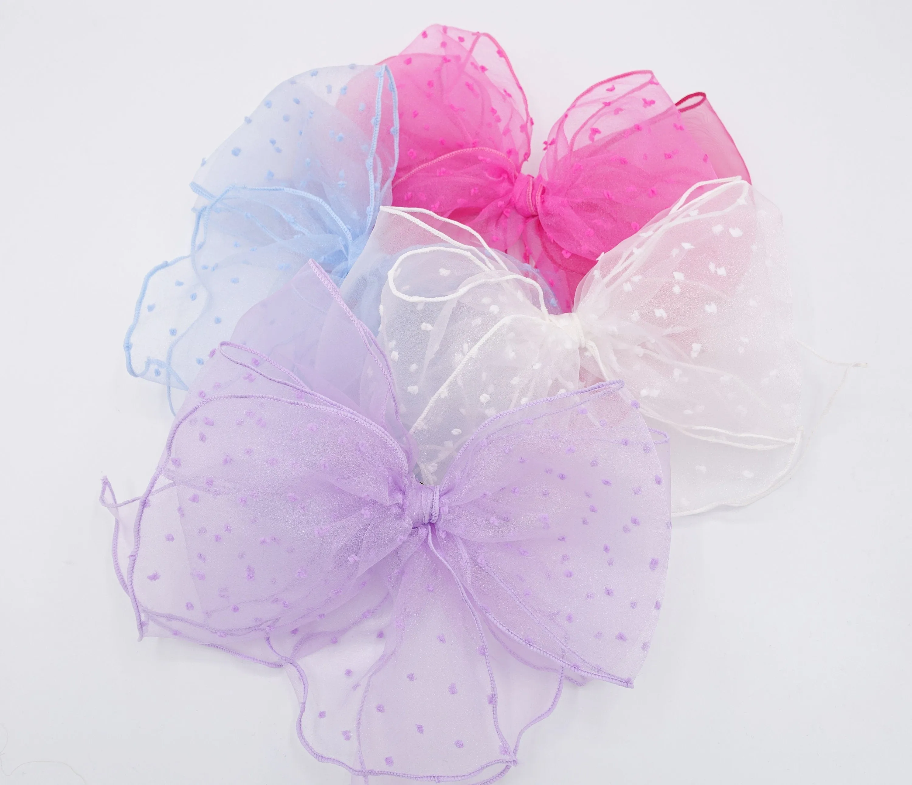 organza hair bow, dot hair bow ,oversized hair bows for girls
