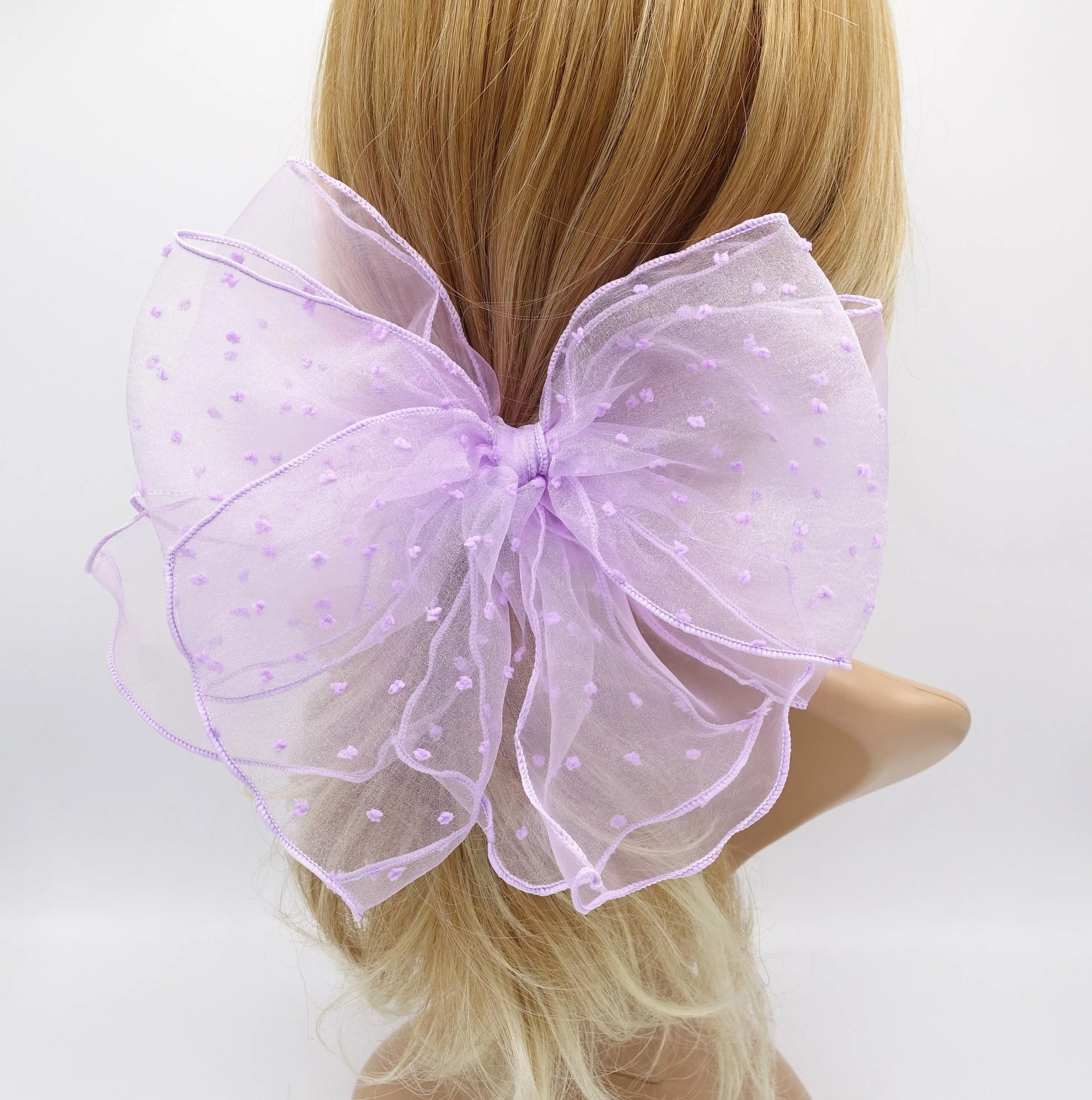 organza hair bow, dot hair bow ,oversized hair bows for girls