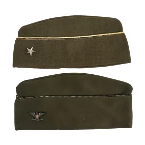 Original U.S. WWII Era Brigadier General and Colonel’s Overseas Side Cap (Garrison Cover) Grouping - (2) Items