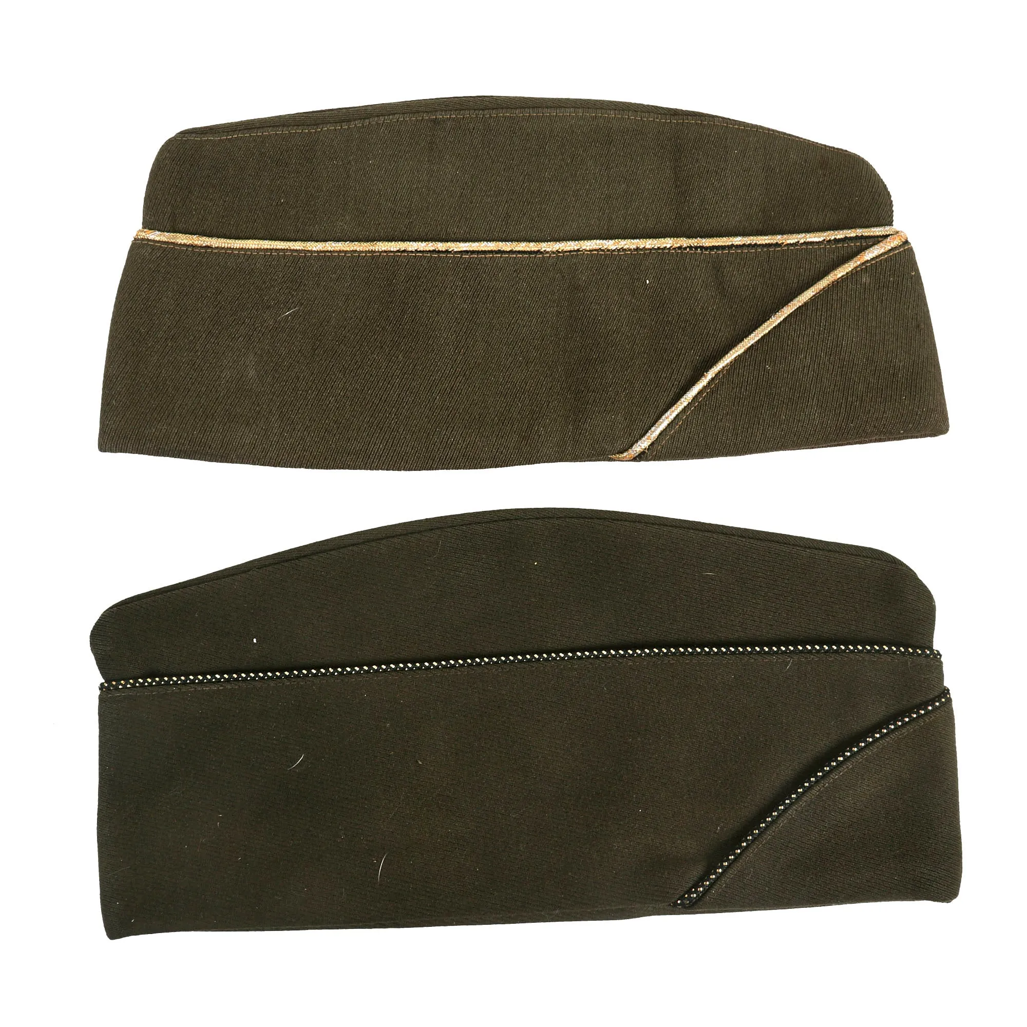 Original U.S. WWII Era Brigadier General and Colonel’s Overseas Side Cap (Garrison Cover) Grouping - (2) Items