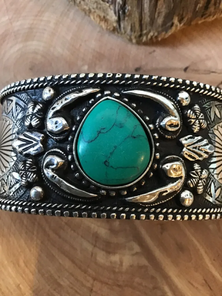 Oval Turquoise Cuff Bracelet
