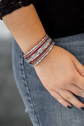 Paparazzi Bracelet ~ Rebel In Rhinestones - Red