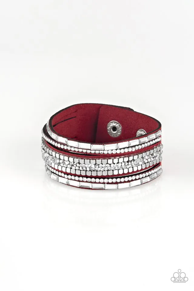 Paparazzi Bracelet ~ Rebel In Rhinestones - Red