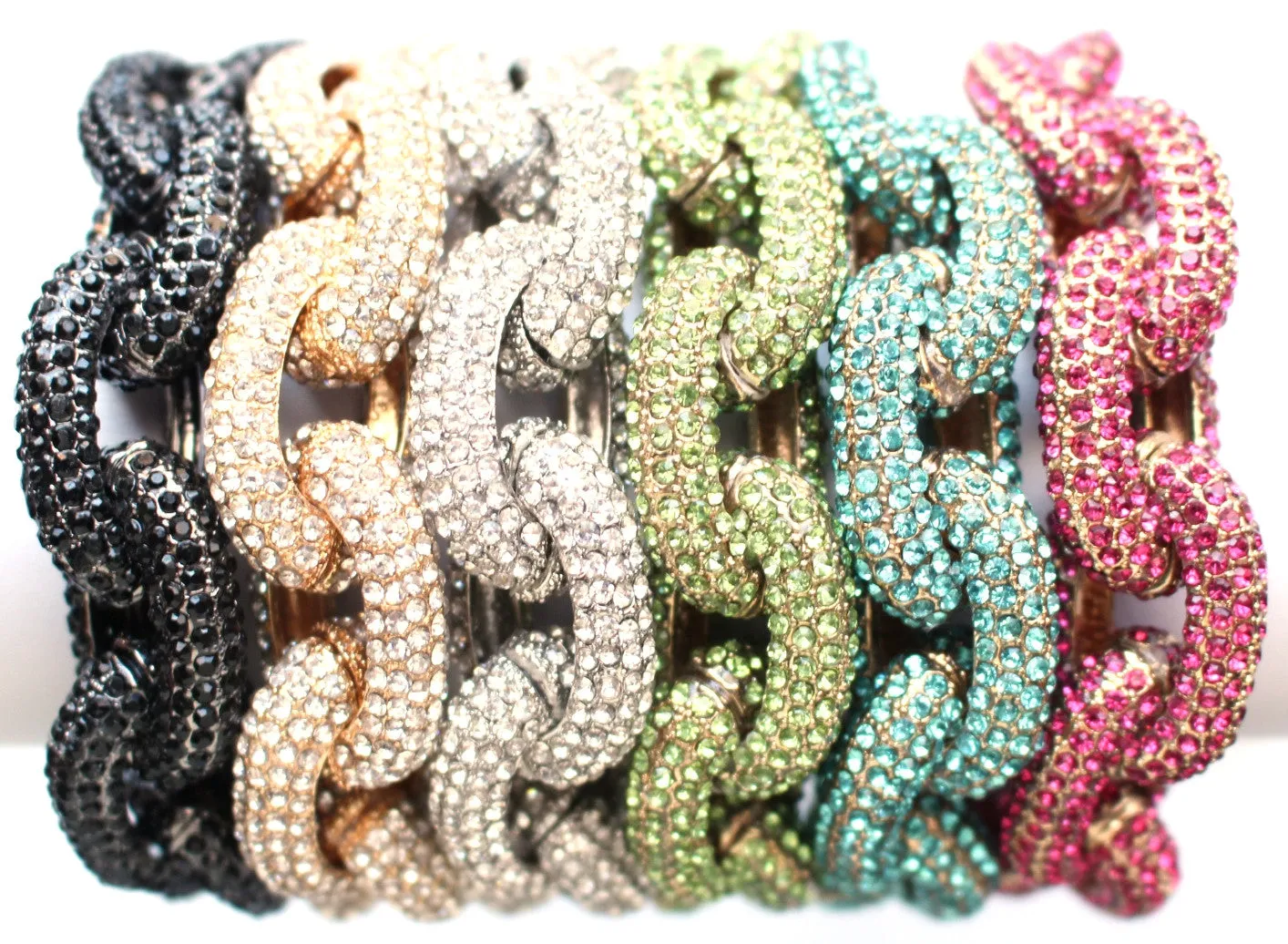 Pavé Crystal Link Bracelet- Pink