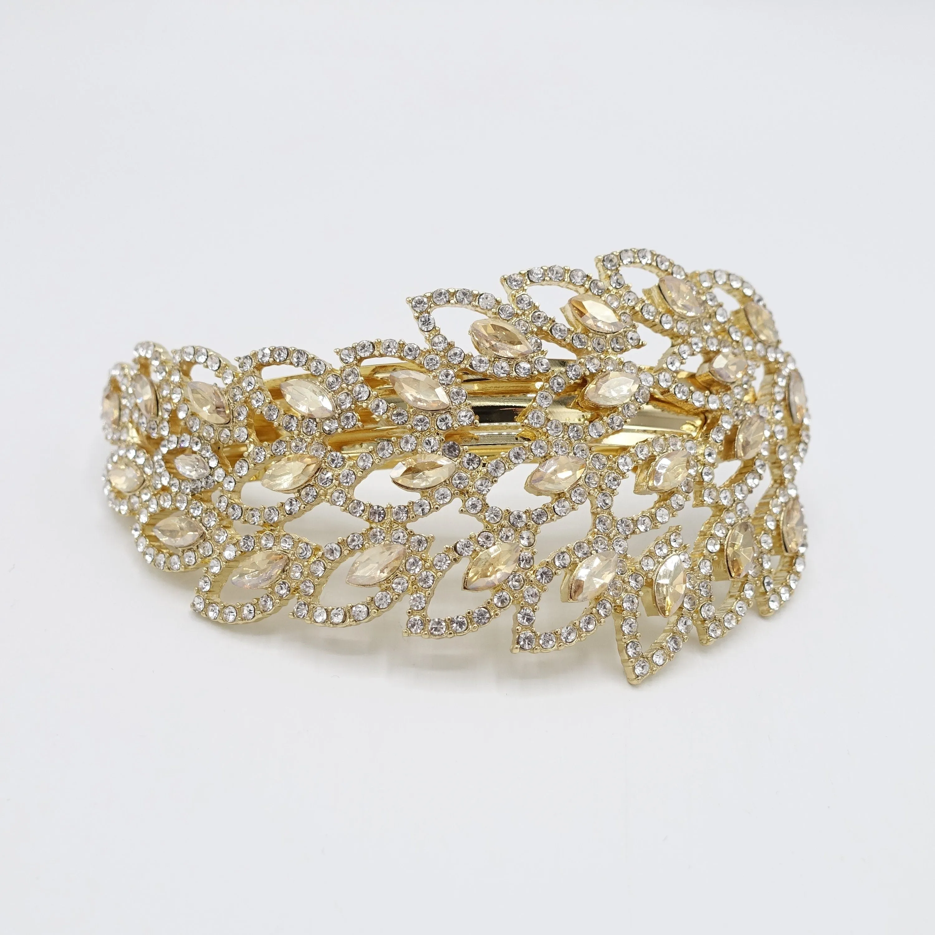 peacock rhinestone embellished hair barrette for women