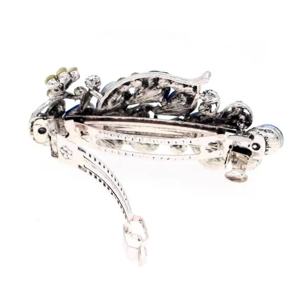 Peacock Rhinestone Hair Barrette Dark Blue