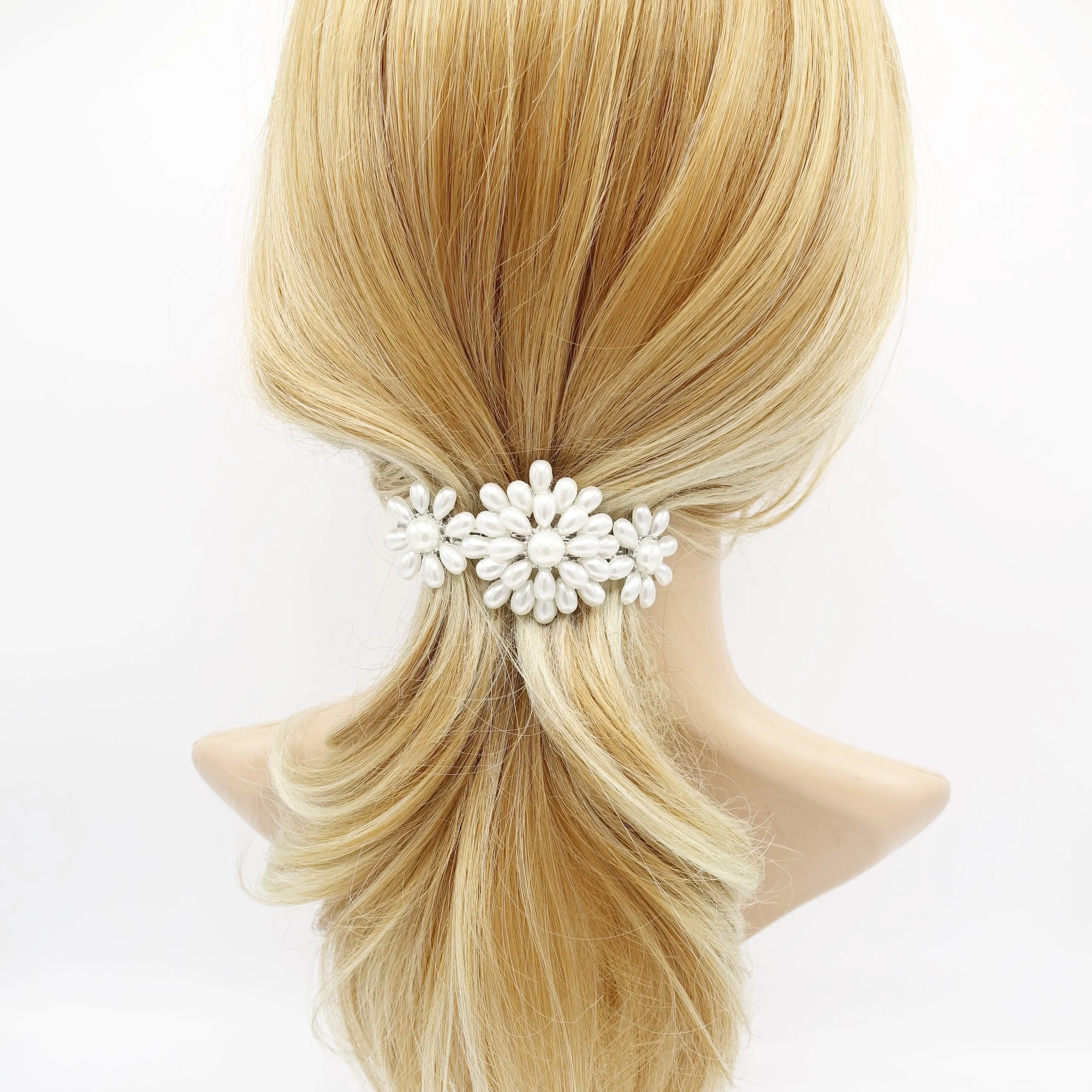 pearl flower embellished french hair barrette hair accessory for women