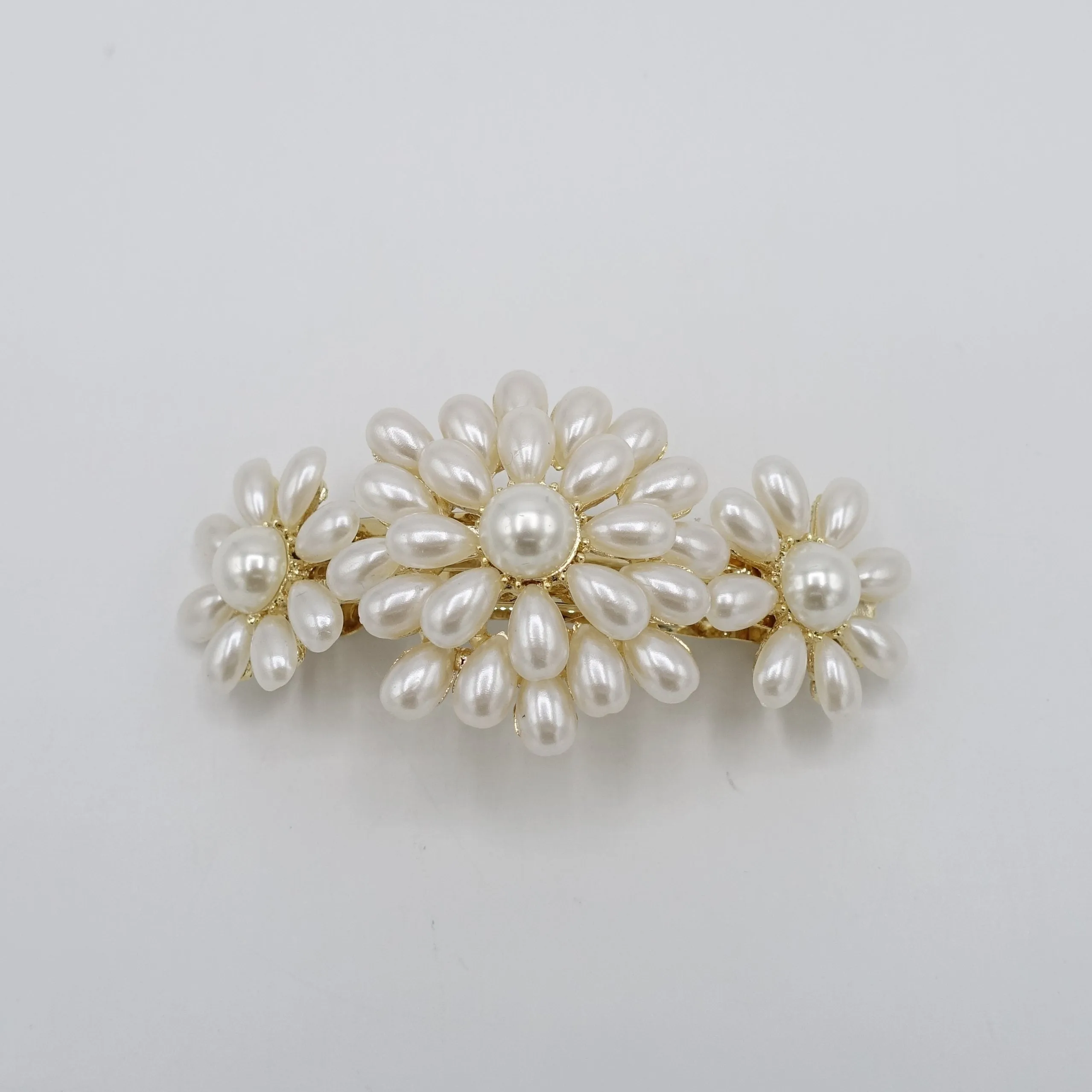 pearl flower embellished french hair barrette hair accessory for women