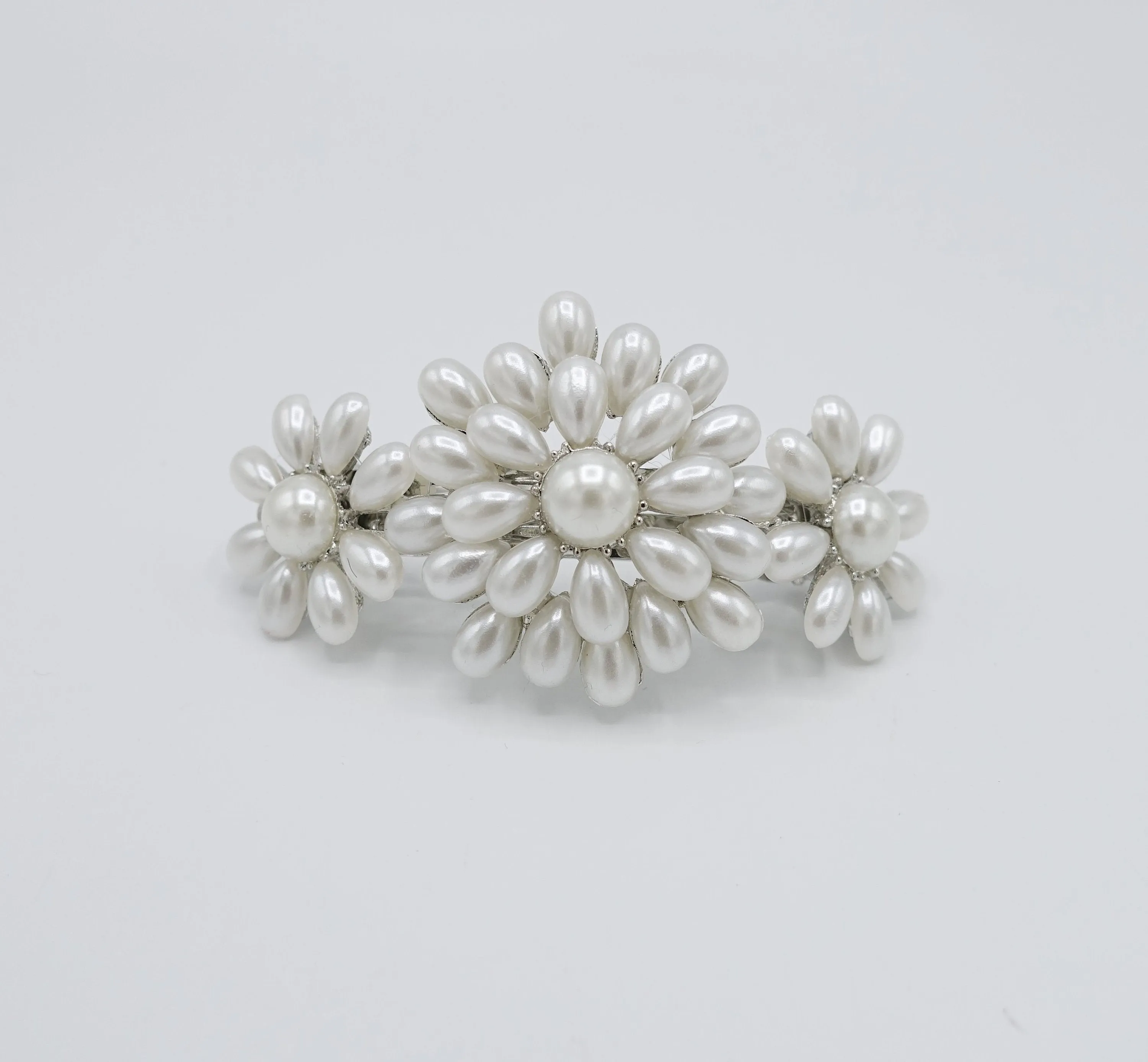 pearl flower embellished french hair barrette hair accessory for women