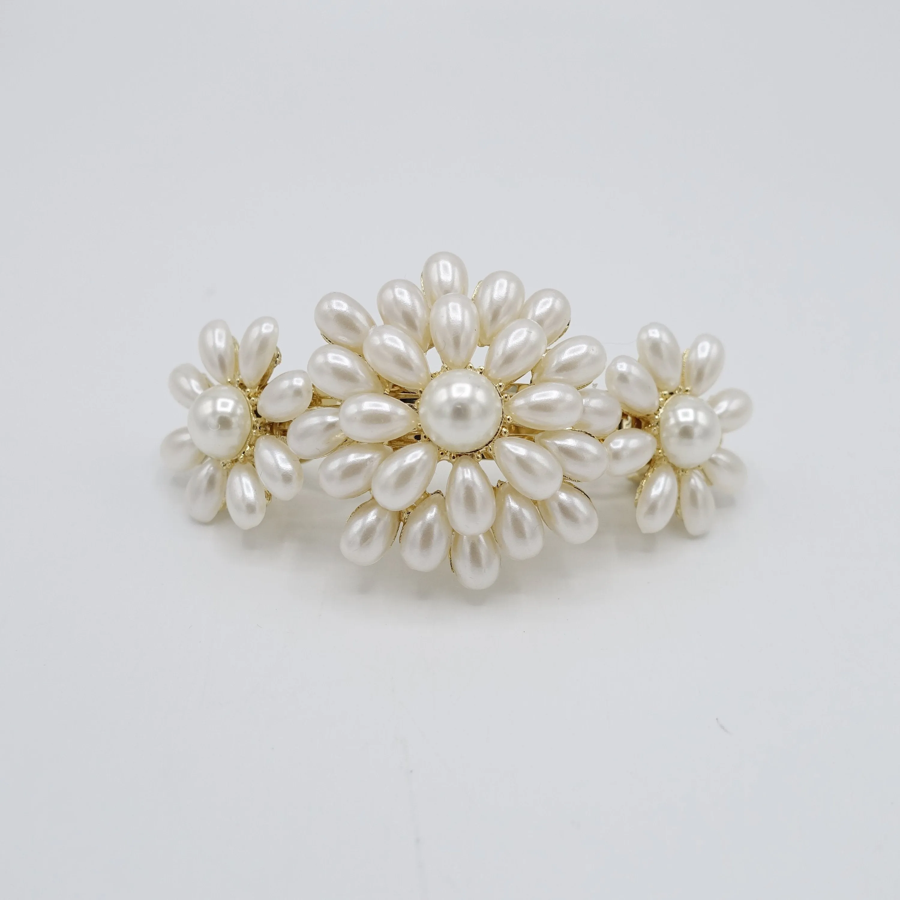 pearl flower embellished french hair barrette hair accessory for women