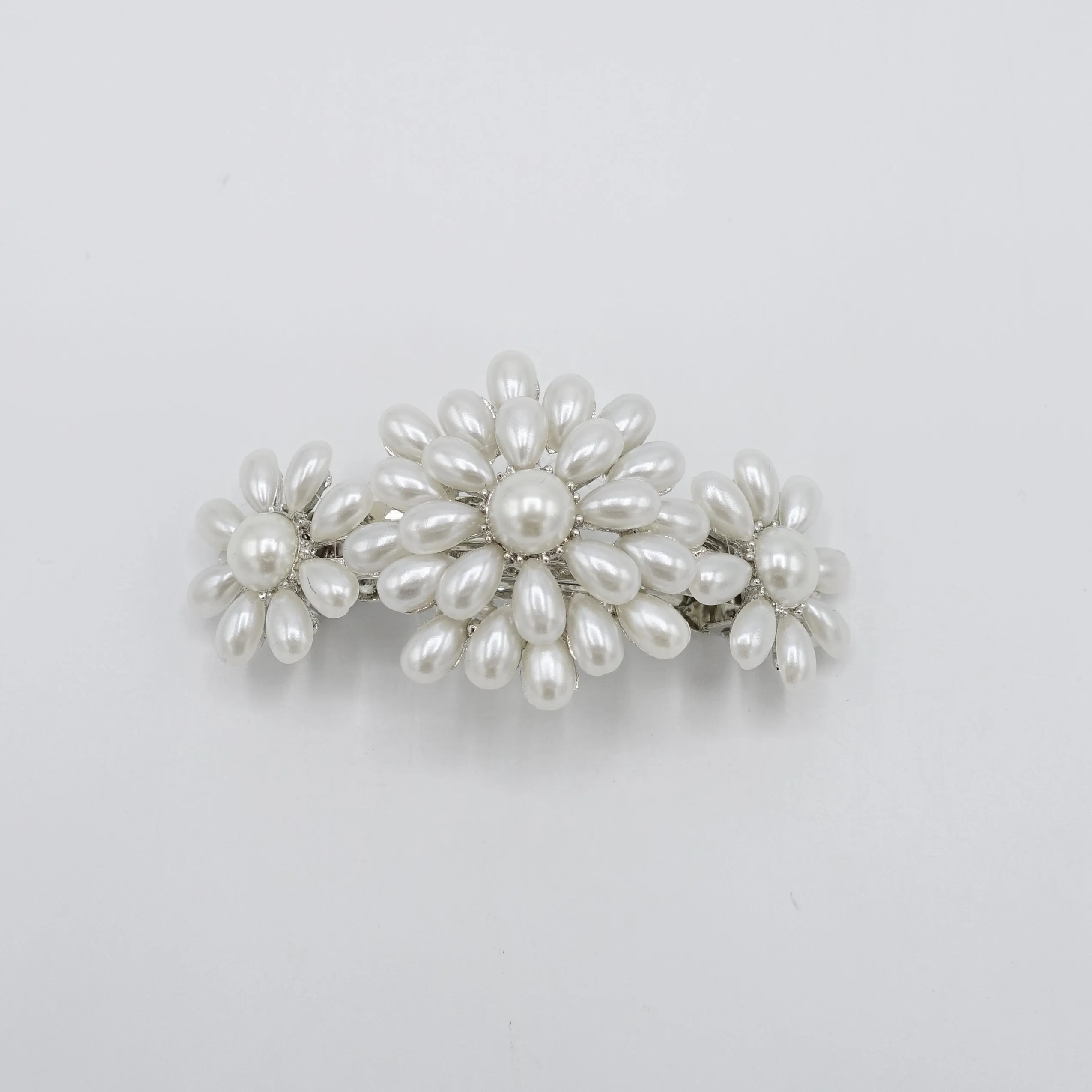 pearl flower embellished french hair barrette hair accessory for women